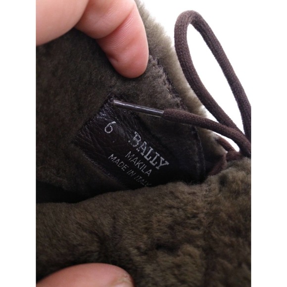 Bally Boots Womens Size 6 Makila Brown Leather Fur Lined Lace Up Winter Shoes - Picture 8 of 10